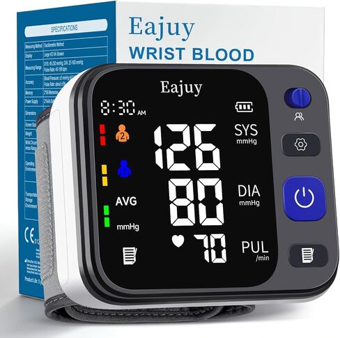 جهاز مراقبة ضغط الدم من المعصم، ترقية جديدة 2026، معصم معصم رقمي تلقائي لضغط الدم مع جهاز عرض كبير لضغط الدم للاستخدام المنزلي، 99 × 2 مجموعة ذاكرة مع حقيبة تخزين in Kuwait