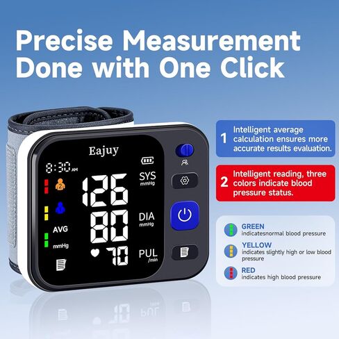 جهاز مراقبة ضغط الدم من المعصم، ترقية جديدة 2026، معصم معصم رقمي تلقائي لضغط الدم مع جهاز عرض كبير لضغط الدم للاستخدام المنزلي، 99 × 2 مجموعة ذاكرة مع حقيبة تخزين in Kuwait