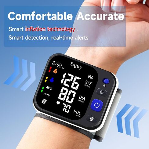 جهاز مراقبة ضغط الدم من المعصم، ترقية جديدة 2026، معصم معصم رقمي تلقائي لضغط الدم مع جهاز عرض كبير لضغط الدم للاستخدام المنزلي، 99 × 2 مجموعة ذاكرة مع حقيبة تخزين in Kuwait