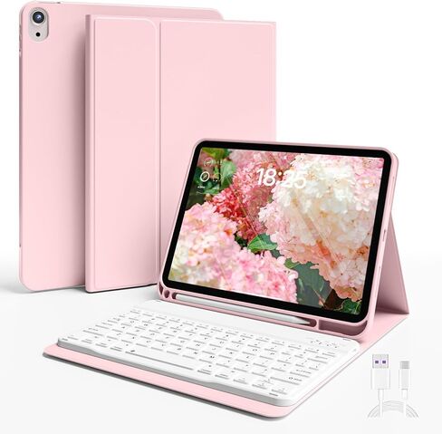 Keyboard Case for iPad Air 11 inch M3/M2 (2025/2024) & iPad Air 5th/4th Gen (2022/2020) 10.9-inch | Detachable Wireless Bluetooth Cover with Pencil Holder (Gray) in Saudi Arabia