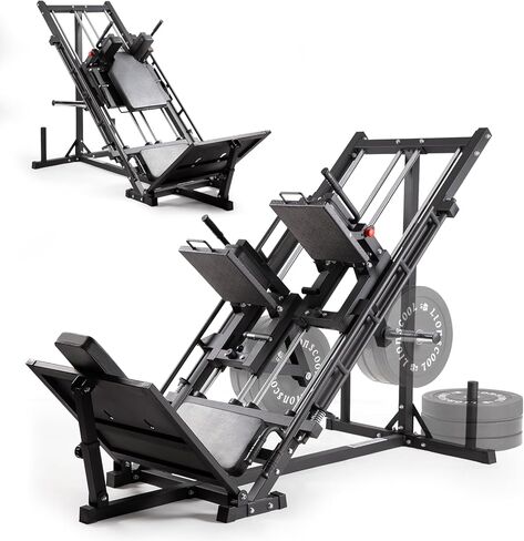 LIONSCOOL Upgraded 3-in-1 Leg Press Hack Squat Machine with Weight Storage, Professional Adjustable Iso-Lateral Trainer with Linear Bearing for Home Gym Lower Body Strength Training in Kuwait