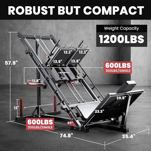 LIONSCOOL Upgraded 3-in-1 Leg Press Hack Squat Machine with Weight Storage, Professional Adjustable Iso-Lateral Trainer with Linear Bearing for Home Gym Lower Body Strength Training in Kuwait