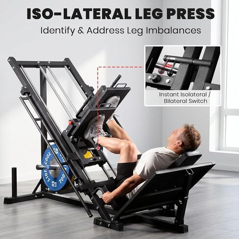 LIONSCOOL Upgraded 3-in-1 Leg Press Hack Squat Machine with Weight Storage, Professional Adjustable Iso-Lateral Trainer with Linear Bearing for Home Gym Lower Body Strength Training in Kuwait