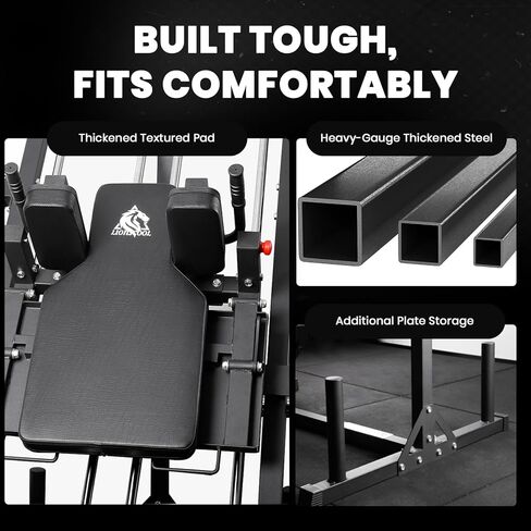 LIONSCOOL Upgraded 3-in-1 Leg Press Hack Squat Machine with Weight Storage, Professional Adjustable Iso-Lateral Trainer with Linear Bearing for Home Gym Lower Body Strength Training in Kuwait