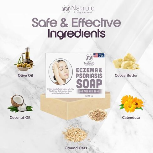 Eczema Soap Bar for Face and Body – All Natural Dermatitis, Psoriasis Treatment for Dry Itchy Flaky Skin Relief – Gentle Detoxifying, Healing, Anti-Itch, Cleansing Skincare Remedy – Eczema Soap Bar in Kuwait