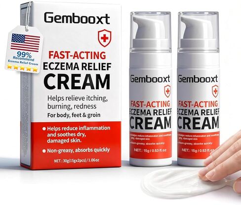 2026 ترقية كريم الأكزيما - معتمد من GMP - قوة هيدروكورتيزون بحد أقصى 1٪ - كريم تخفيف الأكزيما - مهدئ عميق رقم 1 - 24 ساعة - تقنية استعادة الجلد سريعة المفعول للطفح الجلدي والاحمرار والالتهاب ولدغات الحشرات، قطعتان in Kuwait