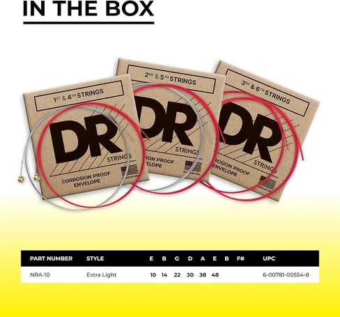 DR Strings Hi-Def NEON Red Coated Lite Acoustic Guitar Strings (10-48) in Saudi Arabia
