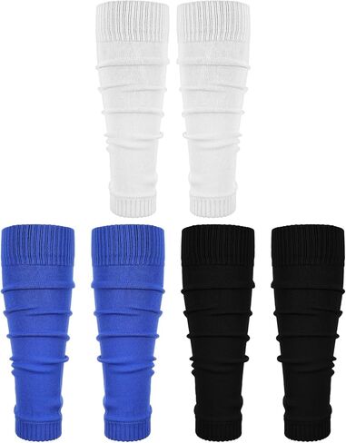 3 Pairs Pre Cut Football Sock Sleeves, 3 Colors Shin Guard Sleeves, Soft Breathable Soccer Sock, Elastic Leg Sleeve for Men Women Soccer Basketball Running Cycling in Saudi Arabia