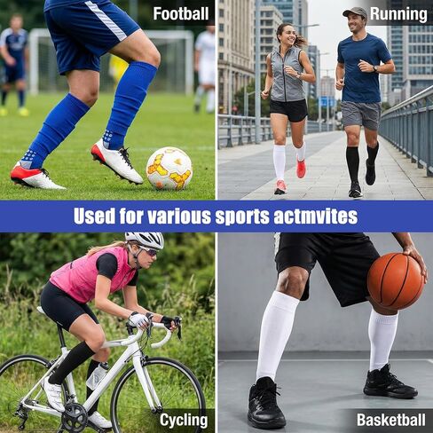 3 Pairs Pre Cut Football Sock Sleeves, 3 Colors Shin Guard Sleeves, Soft Breathable Soccer Sock, Elastic Leg Sleeve for Men Women Soccer Basketball Running Cycling in Saudi Arabia