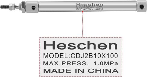 Heschen Stainless Steel Slim Air Pneumatic Cylinder, CDJ2B 10-100, M5 Port, 10mm Bore, 100mm Stroke, Double Acting Single Rod in Saudi Arabia