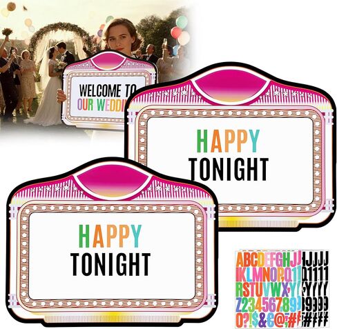 Party bottle service sign 2Pack Retro Red Gold wedding Entrance props sign -club signs for bottle service with Letter Stickers for Wedding, Bar, KTV, Club Events in Kuwait