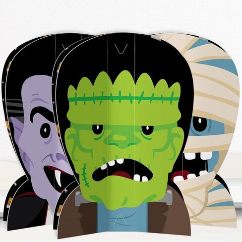 Big Dot of Happiness 3D Halloween Monsters Centerpiece Table Decorations, Freestanding Halloween Party Decor, Skeleton, Dracula, Frankenstein, and Mummy Party Centerpieces - 8 Count in Saudi Arabia