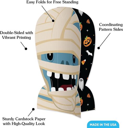 Big Dot of Happiness 3D Halloween Monsters Centerpiece Table Decorations, Freestanding Halloween Party Decor, Skeleton, Dracula, Frankenstein, and Mummy Party Centerpieces - 8 Count in Saudi Arabia