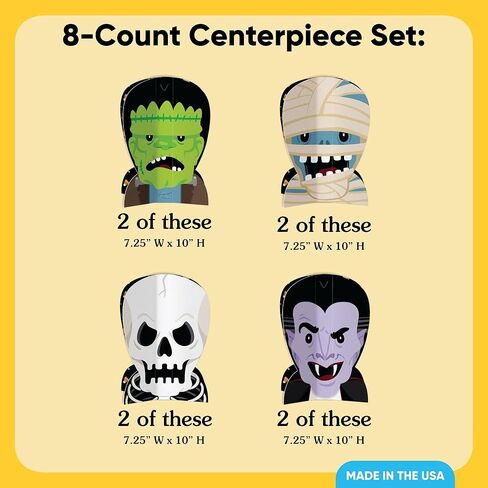 Big Dot of Happiness 3D Halloween Monsters Centerpiece Table Decorations, Freestanding Halloween Party Decor, Skeleton, Dracula, Frankenstein, and Mummy Party Centerpieces - 8 Count in Saudi Arabia