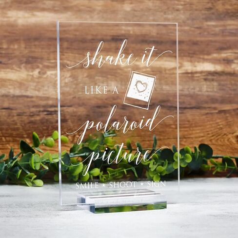 علامة بولارويد من الأكريليك الشفاف مع حوامل، علامة منضدية من الأكريليك الشفاف مقاس 5 × 7 بوصة لحفلات الزفاف وحفلات الزفاف in Kuwait