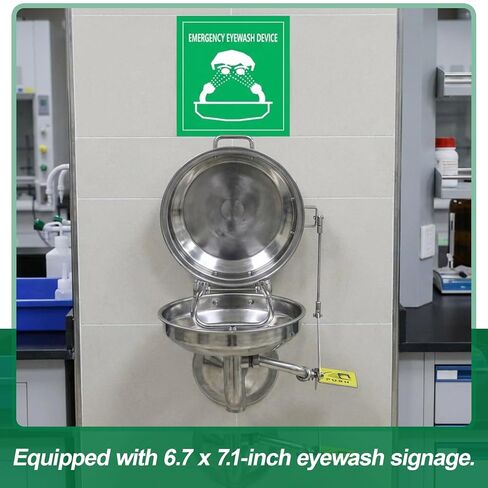 LEIFIDE Emergency Eye Wash Station with Cover and Sign Wall Mount First Aid Eyewash Station Stainless Steel Plumbing Eye Washing Unit with Dual Spray for Lab, Factory, Office, NPT Threaded in Saudi Arabia