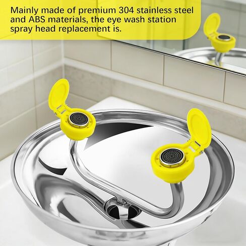 2 Pack Eye Wash Spray Head, 304 Stainless Steel Eyewash Spray Nozzle Replacement for Emergency Eye Wash Station & Faucet, Gentle Water Flow for Home, Factory, Lab, Office in Kuwait