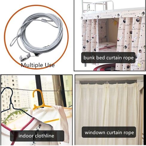 Bunk Bed Curtain Track Stainless Steel Wire No Sagging for Twin Top Bottom, 4.4m for 2 Panels in Saudi Arabia
