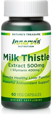 High Potency Silymarin 400mg Milk Thistle Extract 500mg for Optimal Liver Health & Detox Antioxidant Support | 60 Vegan Capsules – Innervis Nutrition in Kuwait