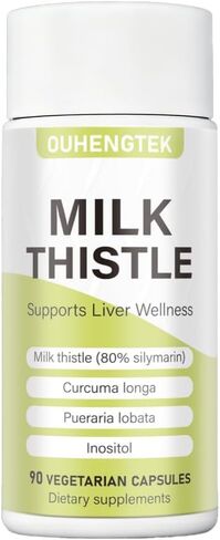 مستخلص شوك الحليب 80% كبسولات سيليمارين، 300 مجم شوك الحليب للتخلص من سموم الكبد ودعم الجهاز الهضمي، مضاد للأكسدة لتنظيف الكبد، 90 كبسولة in Kuwait