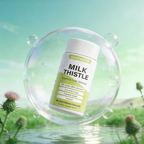 مستخلص شوك الحليب 80% كبسولات سيليمارين، 300 مجم شوك الحليب للتخلص من سموم الكبد ودعم الجهاز الهضمي، مضاد للأكسدة لتنظيف الكبد، 90 كبسولة in Kuwait