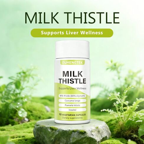 مستخلص شوك الحليب 80% كبسولات سيليمارين، 300 مجم شوك الحليب للتخلص من سموم الكبد ودعم الجهاز الهضمي، مضاد للأكسدة لتنظيف الكبد، 90 كبسولة in Kuwait