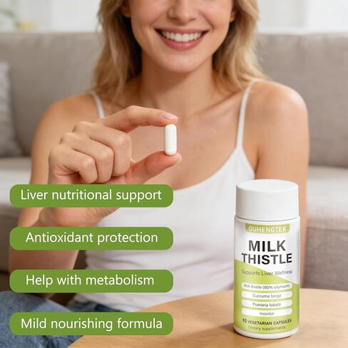 مستخلص شوك الحليب 80% كبسولات سيليمارين، 300 مجم شوك الحليب للتخلص من سموم الكبد ودعم الجهاز الهضمي، مضاد للأكسدة لتنظيف الكبد، 90 كبسولة in Kuwait