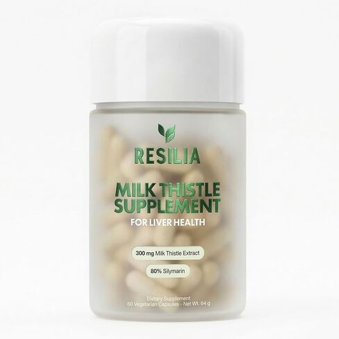 ريسيليا حليب الشوك سيليمارين - مكمل 300 مجم مع الهندباء، وفيتامين C، والإينوزيتول، وجذور بوريريا ومستخلص الكركم، تركيبة نباتية تركز على مضادات الأكسدة، 90 كبسولة نباتية in Kuwait