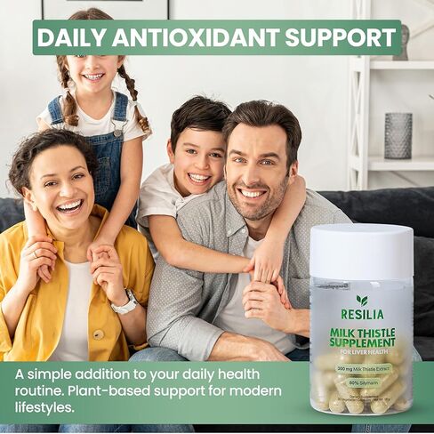 ريسيليا حليب الشوك سيليمارين - مكمل 300 مجم مع الهندباء، وفيتامين C، والإينوزيتول، وجذور بوريريا ومستخلص الكركم، تركيبة نباتية تركز على مضادات الأكسدة، 90 كبسولة نباتية in Kuwait