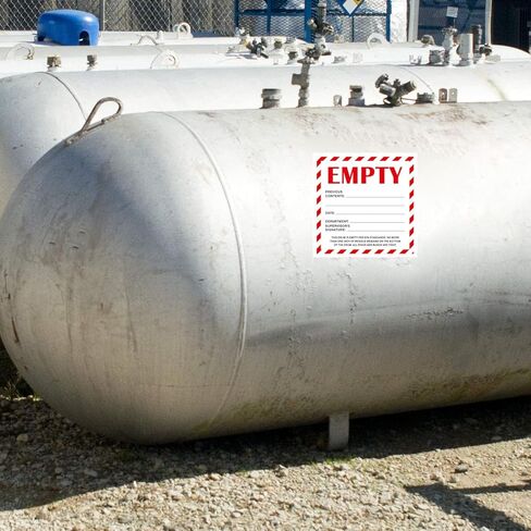 Empty Drum Industrial Labels 6"x6" Adhesive-Poly Vinyl Warning Stickers Self Adhesive White/Black Tag 50 Pack in Kuwait