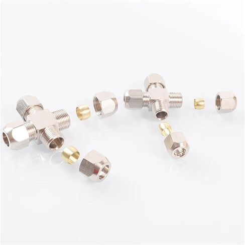 وصلة أنابيب نحاسية مطلية بالنيكل متقاطعة 4 طرق متساوية الطويق أنبوب ضغط موصل صالح أنبوب OD 4 6 8 10 12 مللي متر (6 مللي متر) in Kuwait