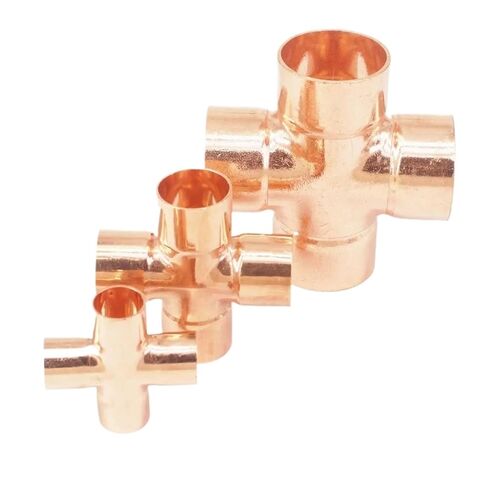 القطر الداخلي 6.35/9.52/12.7/15/16/22/28/35/42/54 مللي متر من النحاس النقي نهاية التغذية عبر 4 طرق لحام مفاصل توصيل الأنابيب مكيف الهواء (9.52x1.2 مللي متر) in Kuwait