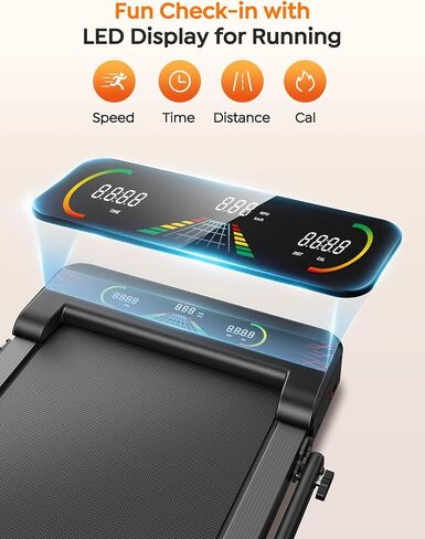 جهاز مشي مزود بميل بنسبة 9% وشاشة LED مزدوجة، جهاز مشي 4 في 1 قابل للطي مع شريط مقبض للمنزل/المكتب، جهاز مشي محمول بقوة 3.5 حصان تحت المكتب مع جهاز تحكم عن بعد مغناطيسي وتحكم في التطبيق in Kuwait