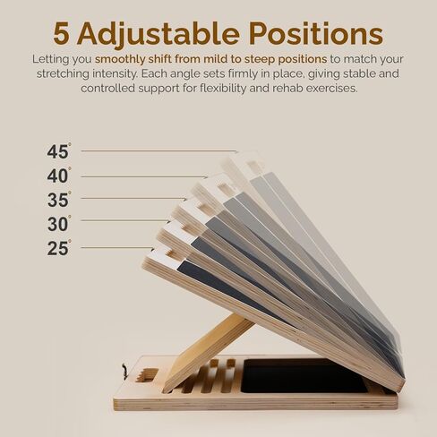 Portable Wooden Slant Board for Calf Stretching with Resistance Bands, Adjustable 300 Lbs Weight Capacity Incline Board for Calf Stretcher, Calf Stretch Board for Knees Ankle Heel Feet Leg in Saudi Arabia
