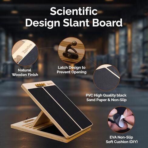 Portable Wooden Slant Board for Calf Stretching with Resistance Bands, Adjustable 300 Lbs Weight Capacity Incline Board for Calf Stretcher, Calf Stretch Board for Knees Ankle Heel Feet Leg in Saudi Arabia