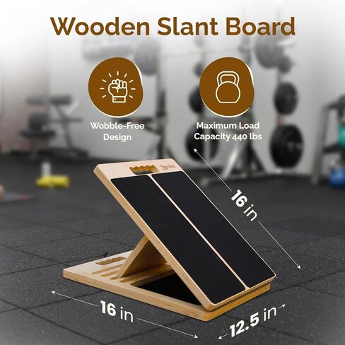 Portable Wooden Slant Board for Calf Stretching with Resistance Bands, Adjustable 300 Lbs Weight Capacity Incline Board for Calf Stretcher, Calf Stretch Board for Knees Ankle Heel Feet Leg in Saudi Arabia