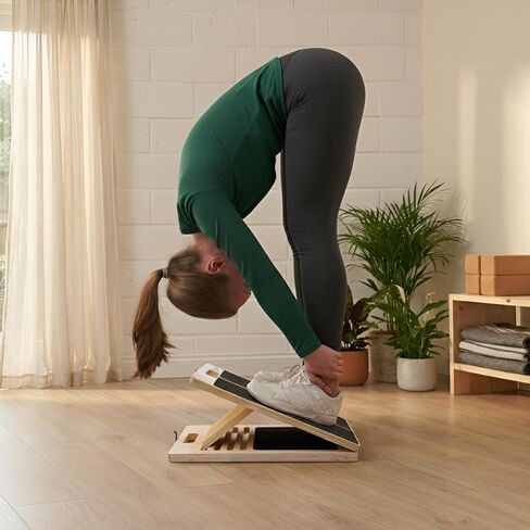 Portable Wooden Slant Board for Calf Stretching with Resistance Bands, Adjustable 300 Lbs Weight Capacity Incline Board for Calf Stretcher, Calf Stretch Board for Knees Ankle Heel Feet Leg in Saudi Arabia