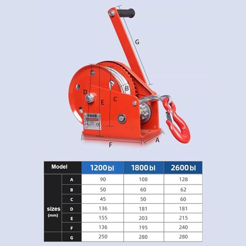 2600LBS Capacity Heavy Duty Hand Winch,Hand Crank Winch with 10m in Saudi Arabia