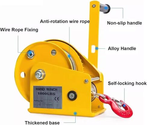 2600lbs Capacity Boat Trailer Winch Heavy Duty Hand Crank Winch with 33/66/98 Ft Steel Cable,Ratio 4:1&8:1 Gear Crank Strap Gear Winch Two-Way Ratchet Manual Oper in Saudi Arabia