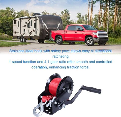 Fydun 1600LBS Heavy Duty Boat Trailer Winch Portable Hand Winch Reliable 2 Way Ratchet for Outdoor Use in Saudi Arabia