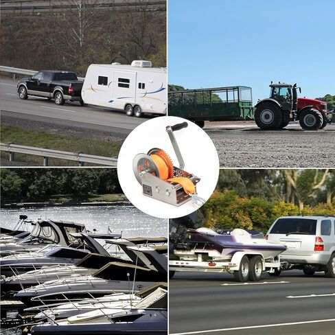 Boat Trailer Winch Hand with Boat Winch Strap,2500lbs Heavy Duty Hook with 33ft Polyester Strap Hand Crank Winch, Boat Winches for Trailers,2-Way Ratchet 4:1 GEA in Saudi Arabia