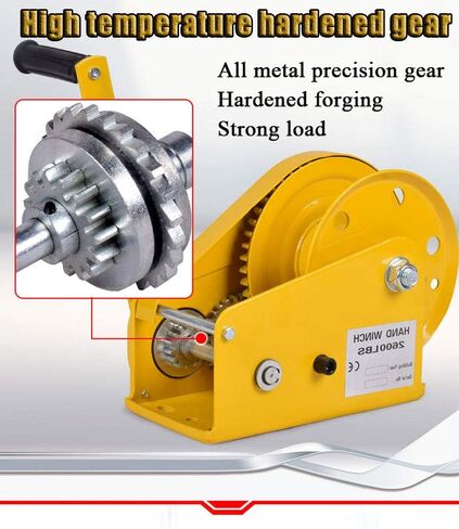Hand Winch with Two-Way Self-Locking Ratchet - Heavy Duty Hand Winch for Boat Trailer, Portable Household Crane - Manual Winch with Cable and Hook for Outdoor Use in Saudi Arabia