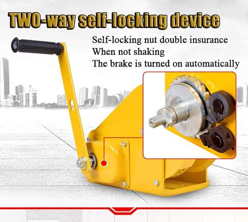 Hand Winch with Two-Way Self-Locking Ratchet - Heavy Duty Hand Winch for Boat Trailer, Portable Household Crane - Manual Winch with Cable and Hook for Outdoor Use in Saudi Arabia
