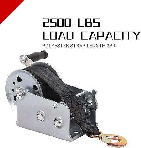 Boat Trailer Winch Hand Winch 2500lbs Heavy Duty Hand Crank Winch with 23ft Polyester Strap, Manual Operated Ratchet ATV UTV Boat Trailer Marine in Saudi Arabia