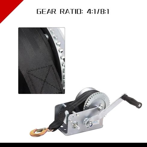Boat Trailer Winch Hand Winch 2500lbs Heavy Duty Hand Crank Winch with 23ft Polyester Strap, Manual Operated Ratchet ATV UTV Boat Trailer Marine in Saudi Arabia