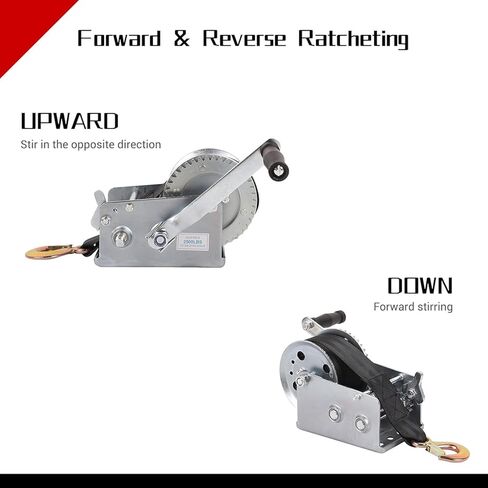Boat Trailer Winch Hand Winch 2500lbs Heavy Duty Hand Crank Winch with 23ft Polyester Strap, Manual Operated Ratchet ATV UTV Boat Trailer Marine in Saudi Arabia