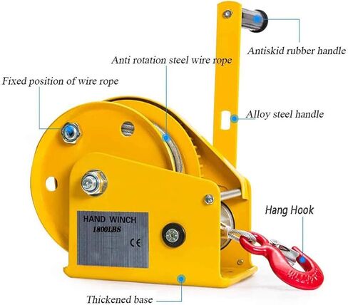 1200/1800 Lbs Heavy Duty Hand Winch, Boat Trailer Winch, Wear-Resistant Handle, for Trailers, Ships, Mobile Applications - High Temperature Quenched in Saudi Arabia