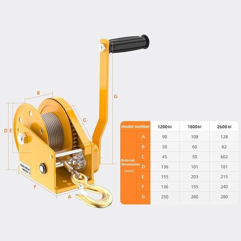 ونش كرنك يدوي، سعة سحب 2600 رطل، ونش مقطورة قارب كرنك حبل عالي التحمل مع كابل سلك فولاذي 33/98 قدم وسقاطة ثنائية الاتجاه، يد تعمل يدويًا CRA in Kuwait