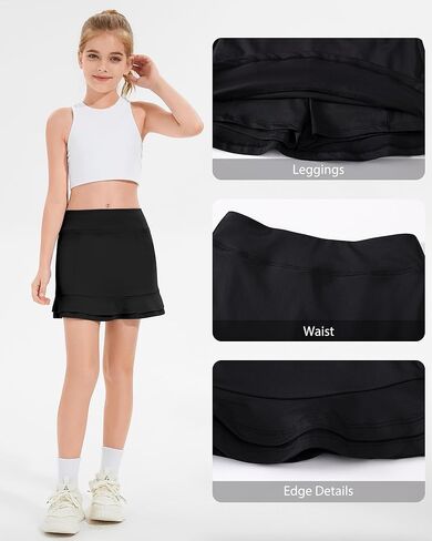Girls Skirts with Shorts Athletic Tennis Skorts Sport Golf Skirts Running Skirt A-line with Pockets 5-14 Years in Saudi Arabia