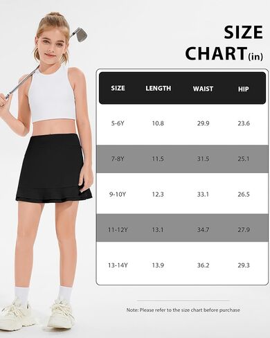 Girls Skirts with Shorts Athletic Tennis Skorts Sport Golf Skirts Running Skirt A-line with Pockets 5-14 Years in Saudi Arabia